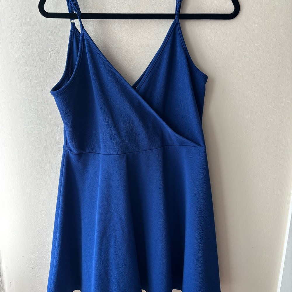 Blue Sleeveless Fit and Flare Dress